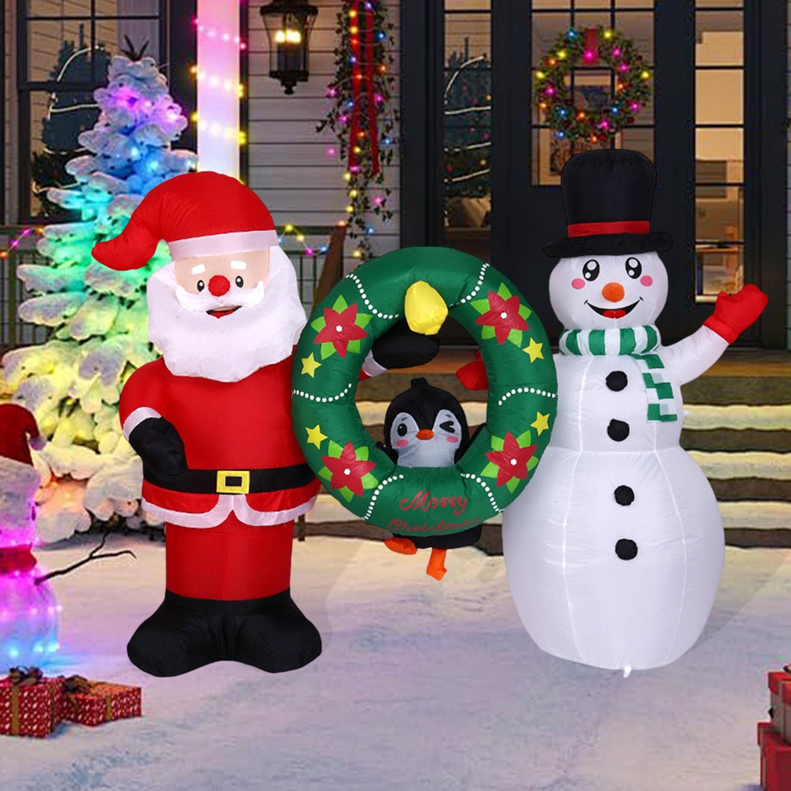 Christmas Lights Outdoor - ของตกแต่งคริสต์มาสแบบเป่าลม สำหรับภายนอกอาคาร มีไฟ ตกแต่งคริสต์มาส ซานต้า เพนกวิน