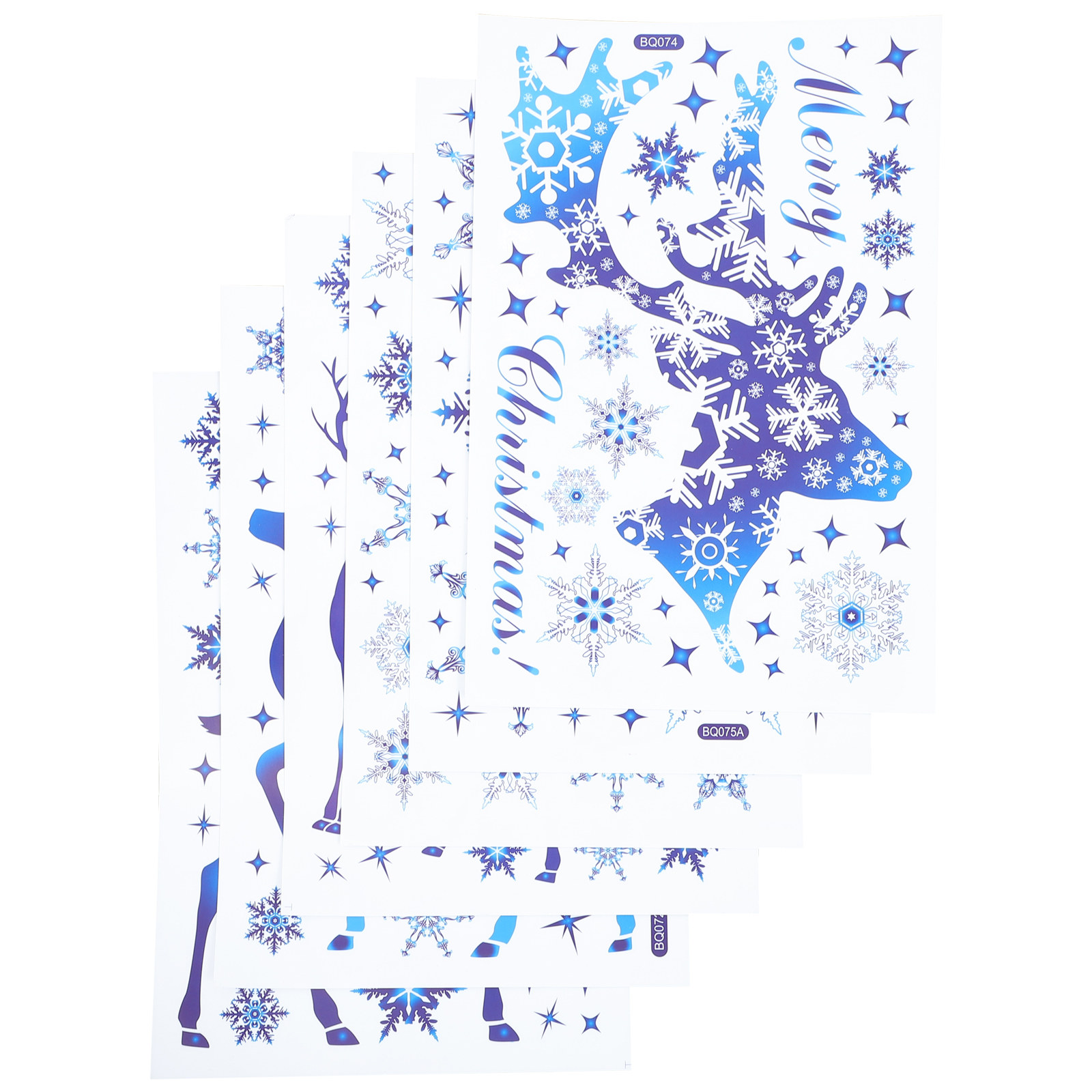 Snowflake Window Decal - สติ๊กเกอร์ติดหน้าต่างลายเกล็ดหิมะ 6 แผ่น วัสดุ PVC ลายกวางเอลค์