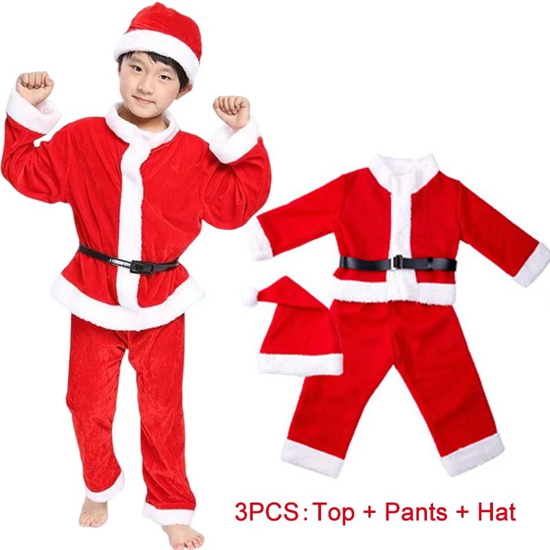 Elf Costume Christmas - ชุดแฟนซีซานตาคลอสสำหรับเด็ก ชุดคอสเพลย์งานปาร์ตี้คริสต์มาส ชุดแฟนซีสำหรับเด็กผู้ชาย ชุดเสื้อผ้าสีแดงสำหรับเทศกาลคริสต์มาส