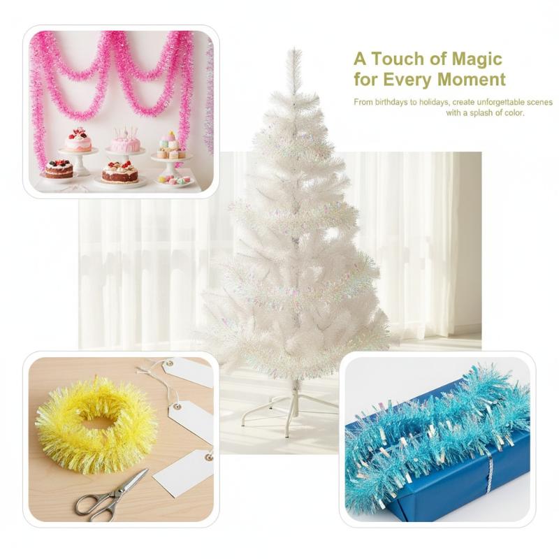 พวงมาลัยประดับตกแต่งสีเขียวอ่อ - Tinsel Garland Decoration บทวิจารณ์และราคา
