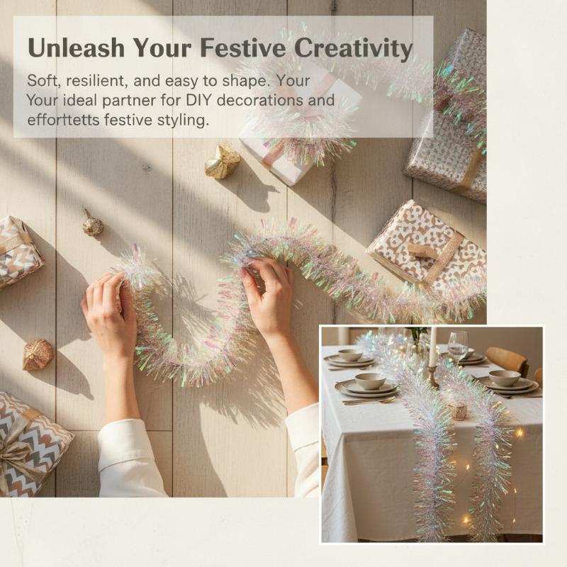 พวงมาลัยประดับตกแต่งสีเขียวอ่อ - Tinsel Garland Decoration บทวิจารณ์และราคา