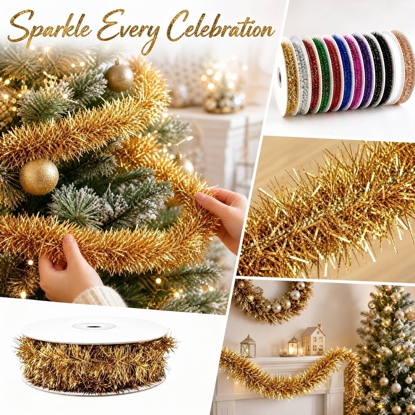 พวงมาลัยลวดพลาสติกยาว 5 เมตร 9 - Tinsel Garland Decoration บทวิจารณ์และราคา